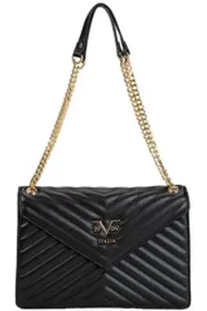 19V69 Italia Umhängetasche BIANCA, Stilvolle Damen-Handtasche aus Kunstleder mit auffälligem 19V69 schwarz