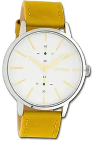 Oozoo Quarzuhr Leder Damen Uhr C10585 Analog, (Analoguhr), Damenuhr Lederarmband gelb, rundes Gehäuse, groß (ca. 42mm) gelb