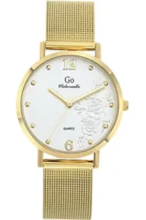 GO Girl Only Quarzuhr Damenuhr Edelstahl gold, (Analoguhr), Damenuhr rund, mittel (ca. 34mm), Edelstahlarmband gold, Elegant goldfarben