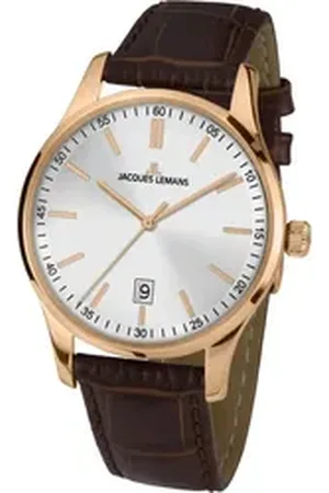 Jacques Lemans Quarzuhr London, 1-2026E, Armbanduhr, Herrenuhr, Datum, Lederarmband braun