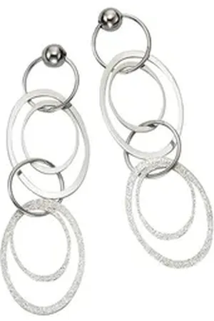 CELESTA Paar Ohrhänger Silber 925 rhodiniert aus Ringen 6cm lang weiß