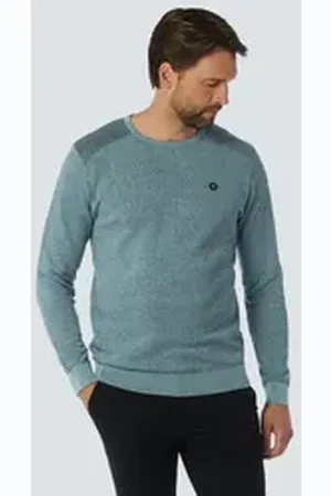 No Excess Rundhalspullover Rundhalspullover mit Raffinierter Zwei-Farben-Jacquard blau XL