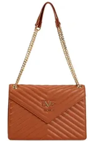 19V69 Italia Umhängetasche BIANCA, Stilvolle Damen-Handtasche aus Kunstleder mit auffälligem 19V69 braun