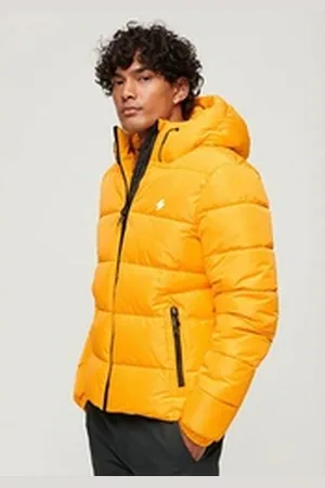 Superdry Steppjacke HOODED SPORTS PUFFR JACKET mit kontrastfarbener Stickerei gelb M