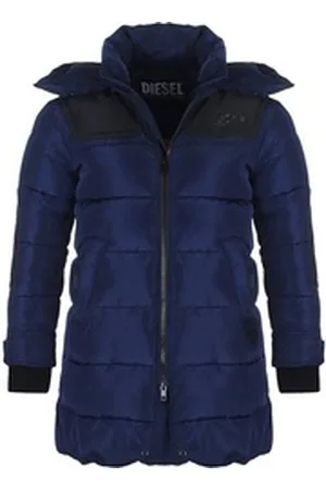 Diesel Winterjacke W-RUSSELL Herren Steppjacke Parka in Unifarbe, mit abnehmbarer Kapuze, mit Stehkragen blau XL