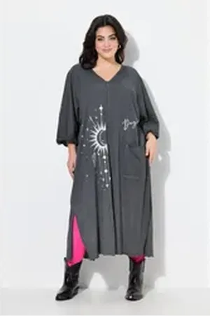 Angel of Style Angel of Style Longshirt Oversize-Shirt moderner Print Seitenschlitze grau 50