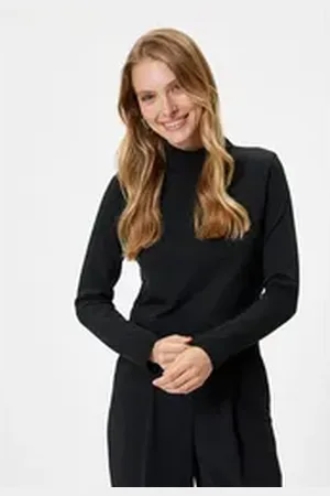Koton Stehkragenpullover Standkragen Regular schwarz XS