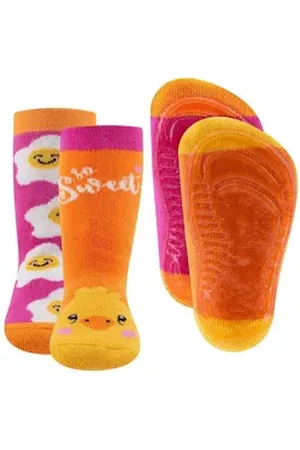 Ewers ABS-Socken Stoppersocken ABS 2er Pack Küken/Spiegeleier (2-Paar) orange 31-34