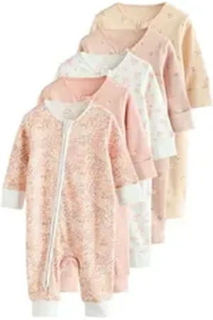 Next Schlafoverall 5er-Pack Baby Schlafanzüge mit Zwei-Wege-RV (5-tlg) rosa 74-80 (9-12 Mon.)