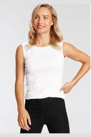 FLASHLIGHTS Tanktop mit U-Boot Ausschnitt weiß 32/34