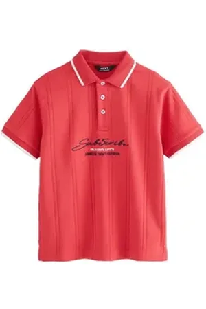 Next Poloshirt Strukturiertes Kurzarm-Poloshirt aus Baumwolle (1-tlg) rot 152 (12 J.)