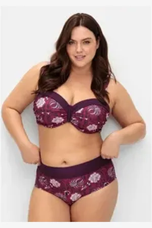 Sheego By Joe Browns Bikini-Hose Große Größen mit Blumendruck und Shaping-Einsatz rot 56