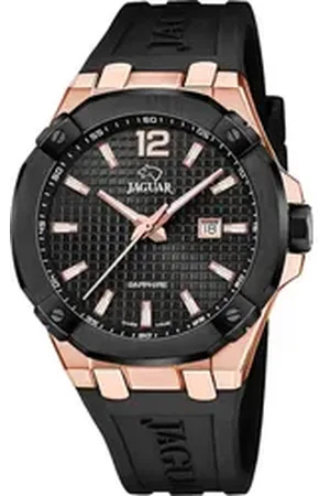 Jaguar Quarzuhr Diplomatic J1013/1, Armbanduhr, Herrenuhr, Swiss Made, analog, Tag, Kautschukarmband schwarz