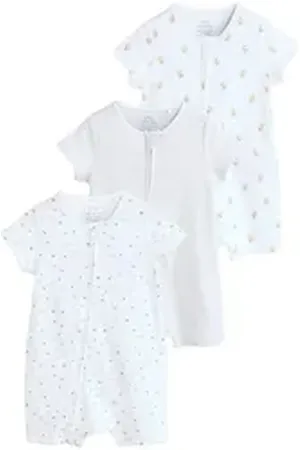 Next Schlafoverall 3er-Pack Baby Strampler-Schlafanzüge, Zweiwege-RV (3-tlg) weiß 80-86 (12-18 Mon.)