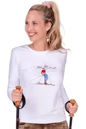 Almgwand Trachtenshirt Longsleeve Damen - SCHNAIDBERGALM - weiß weiß L