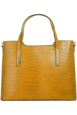 Cluty Henkeltasche, echt Leder, Made in Italy gelb