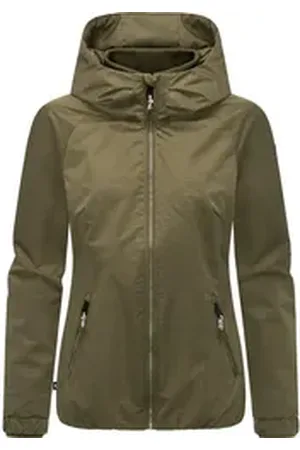 Ragwear Outdoorjacke Dizzie Tech Wasserdichte Damen Übergangsjacke mit großer Kapuze grün S (36)