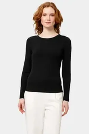 Les Lunes Langarmshirt RYLIEE Longsleeve Rib Leichtes Ryliee Longsleeve aus geripptem Bambus Mix im Slim Fit schwarz L