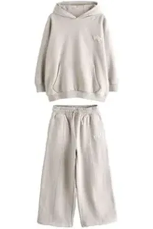Next Jogginganzug Set mit Hoodie und Jogginghose mit weitem Bein (2-tlg) grau 128 (8 J.)