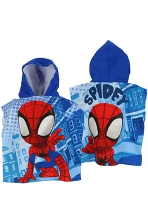 SPIDERMAN Poncho Mikrofaser Poncho für Kinder 100x55 cm blau