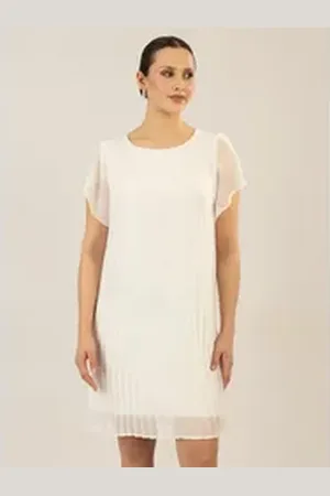 Apart Midikleid aus einem leicht körnigem Georgette weiß 44