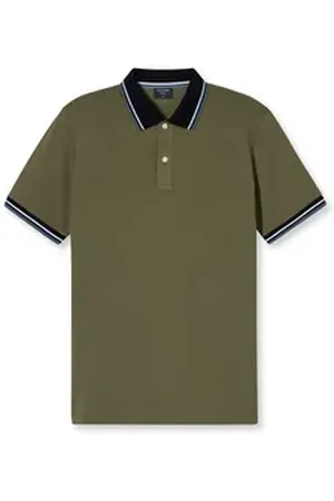 Olymp Poloshirt Casual farbliche Kontrast-Details grün L