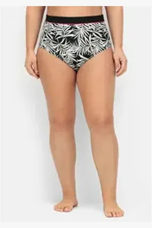 Sheego Badehose Große Größen mit Blätterprint und Shaping-Effekt schwarz 58