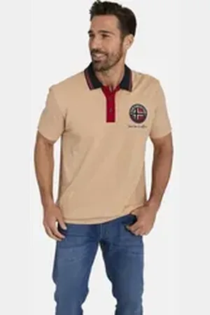 Jan Vanderstorm Poloshirt JONFRID elastischer Saumbund beige|braun 3XL (64/66)