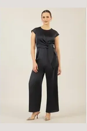 Apart Jumpsuit mit asymmetrischem Wickel zum knoten blau 40