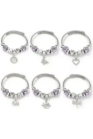 Eyecatcher Armkette Charm-Armband mit lila Glasperlen & funkelnden Anhängern – Edelstahl (kein Set) silberfarben