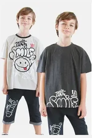 Denokids T-Shirt Just Smile (2-tlg) im Doppelpack grau 110