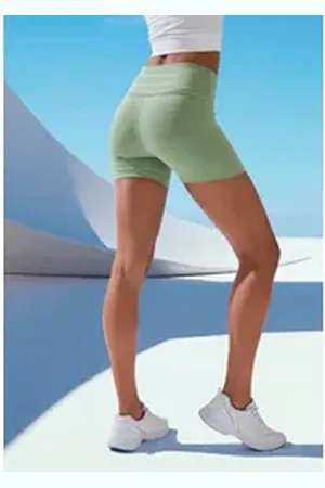 vivance collection Active Shorts Sportshorts mit breiten Bündchen und Druck grün|silberfarben XS (32/34)