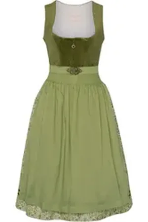 KRÜGER Dirndl Midi Dirndl mit Samtmieder grün 42