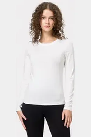 Les Lunes Yoga & Relax Shirt SCARLETT Longsleeve Basic Locker geschnittenes Basic Longsleeve aus weichem Bambus-Mix weiß L