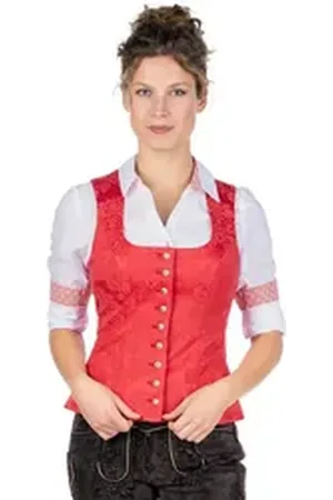 BERWIN & WOLFF Trachtenbluse Trachtenmieder - RAMINA - rot rot 42
