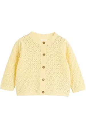 Next Strickjacke Baby Strickjacke aus 100 % Baumwolle (1-tlg) gelb 68-74 (6-9 Mon,)