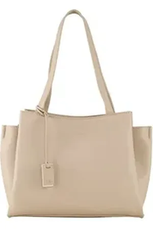 TOM TAILOR Shopper TTMAREILE M Shopper mit Doppelriemen und Logo-Anhänger beige