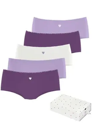 Lascana Panty (5er-Pack) mit süßen Herzchen-Prints und aus elastischer Baumwoll-Qualität lila 36/38