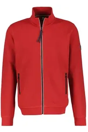 Lerros Sweatjacke Unifarbene Sweatjacke für Herren rot XXXL