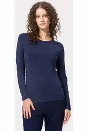 Les Lunes Yoga & Relax Shirt SCARLETT Longsleeve Basic Locker geschnittenes Basic Longsleeve aus weichem Bambus-Mix blau L