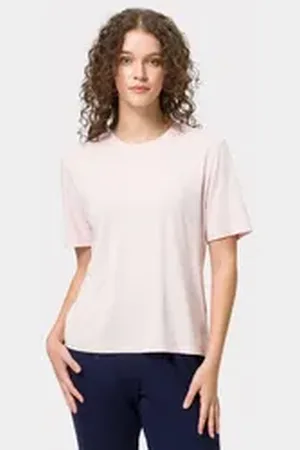 Les Lunes T-Shirt MILLIE Shirt Basic Locker geschnittenes Basic T-Shirt aus weichem Bambus-Mix lila|rosa XL