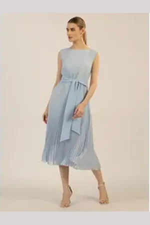 Apart Midikleid in Midi Länge mit allover Plissee Falten blau 44