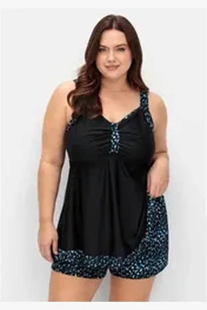 Sheego Badehose Große Größen mit Pünktchen-Print und Shape-Effekt schwarz 46