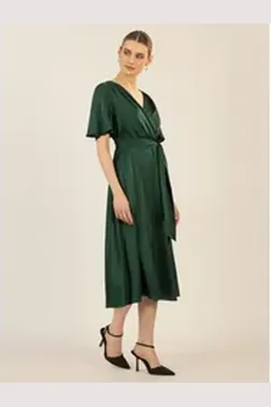 Apart Midikleid us mattschimmerndem Satin grün 40