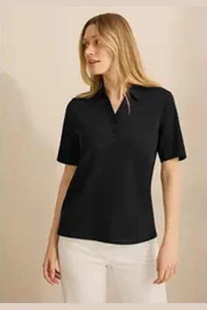 CECIL Poloshirt aus reiner Baumwolle schwarz S (38)