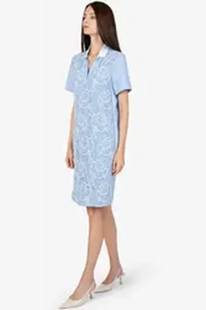 Sportalm Kitzbühel Shirtkleid seitlich aufgenähte Strickbänder blau 40
