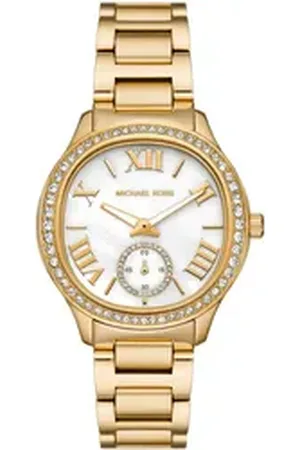 Michael Kors Quarzuhr SAGE MK4805, Armbanduhr, Damenuhr, Perlmutt-Zifferblatt, Edelstahlarmband goldfarben