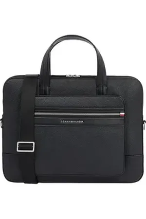 Tommy Hilfiger Laptoptasche TH CENTRAL COMPUTER BAG, Unisex Geschäftstasche, Messenger-Bag mit abenhbmarem Umhängeriemen schwarz