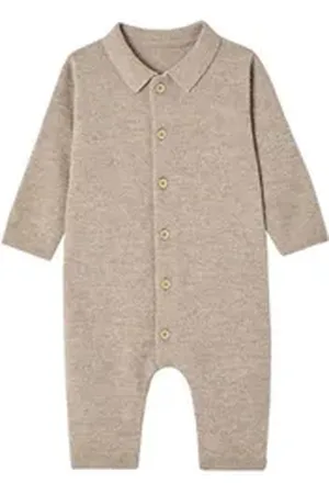 Envie de Fraise Overall Baby-Set: Merino-Overall mit Kaschmir & Schühchen beige 68