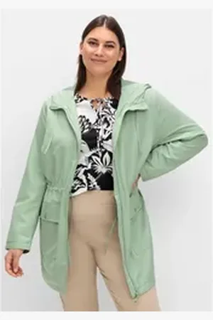 Sheego Outdoorjacke Große Größen mit Reißverschluss und Tunnelzug grün 50